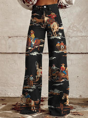 Women’s Vintage Printed Wide Leg Pants