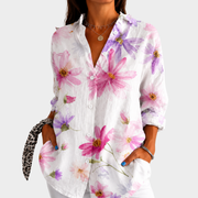 Women’s Floral Print V-Neck Blouse