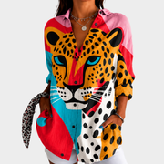 Women’s Leopard Face Graphic Blouse