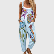 Women’s Abstract Print Wide-Leg Jumpsuit