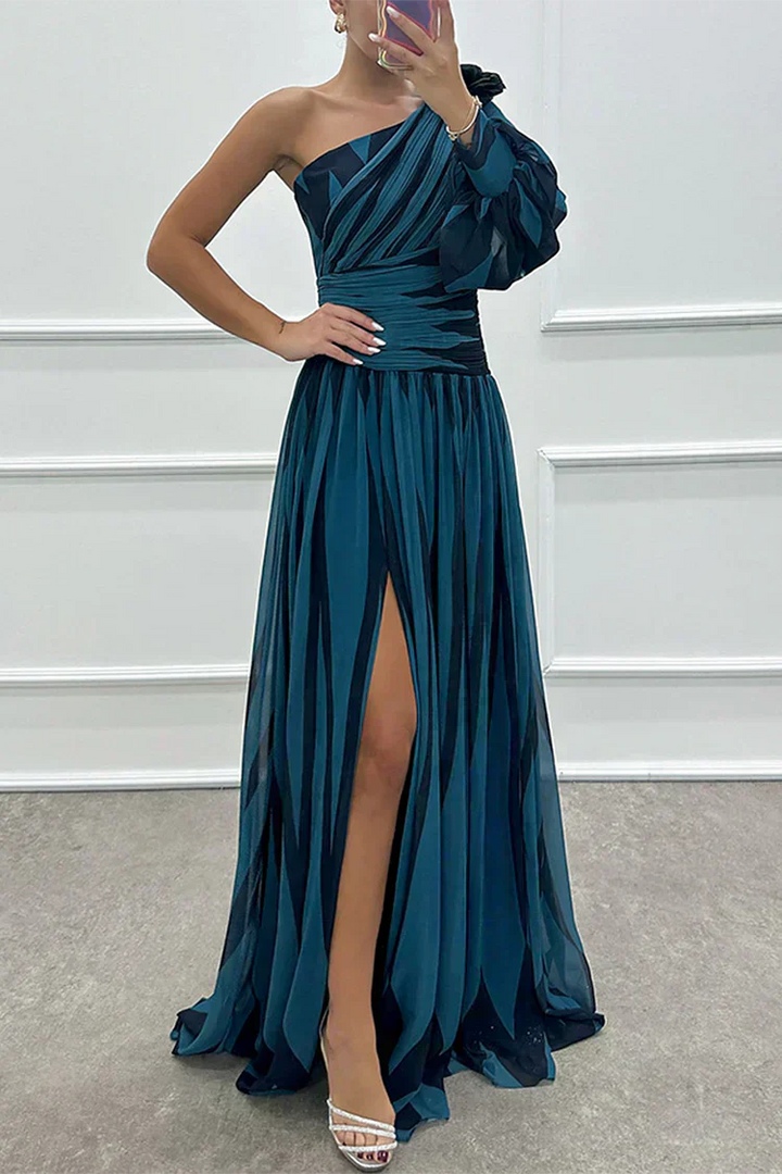 Women’s One-Shoulder Striped Maxi Dress