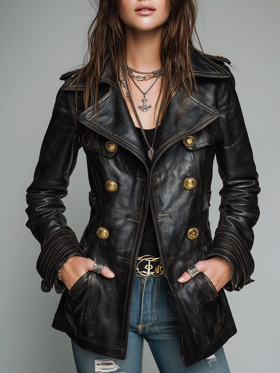 Women’s Double-Breasted Black Jacket
