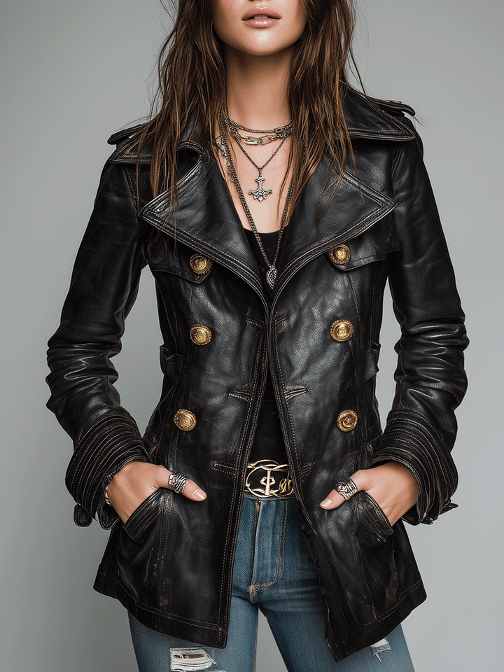Women’s Double-Breasted Black Jacket