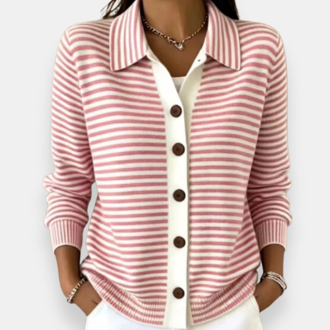 Women’s Striped Button-Front Cardigan