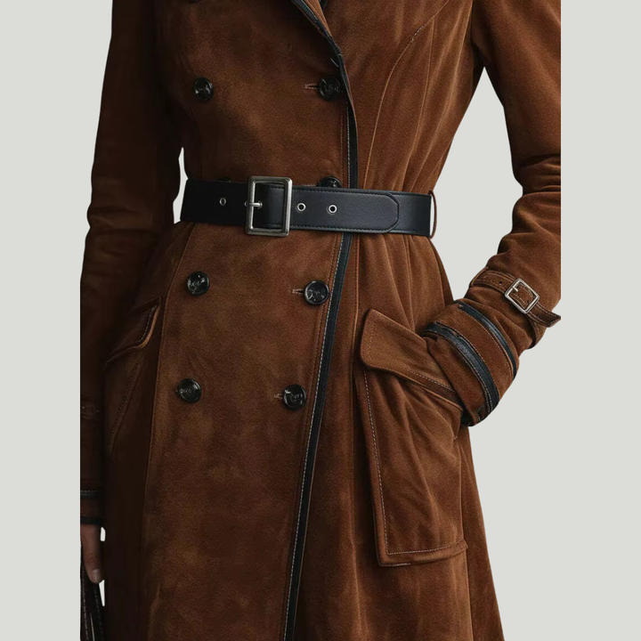 Women’s Long Double Breasted Belted Trench Coat