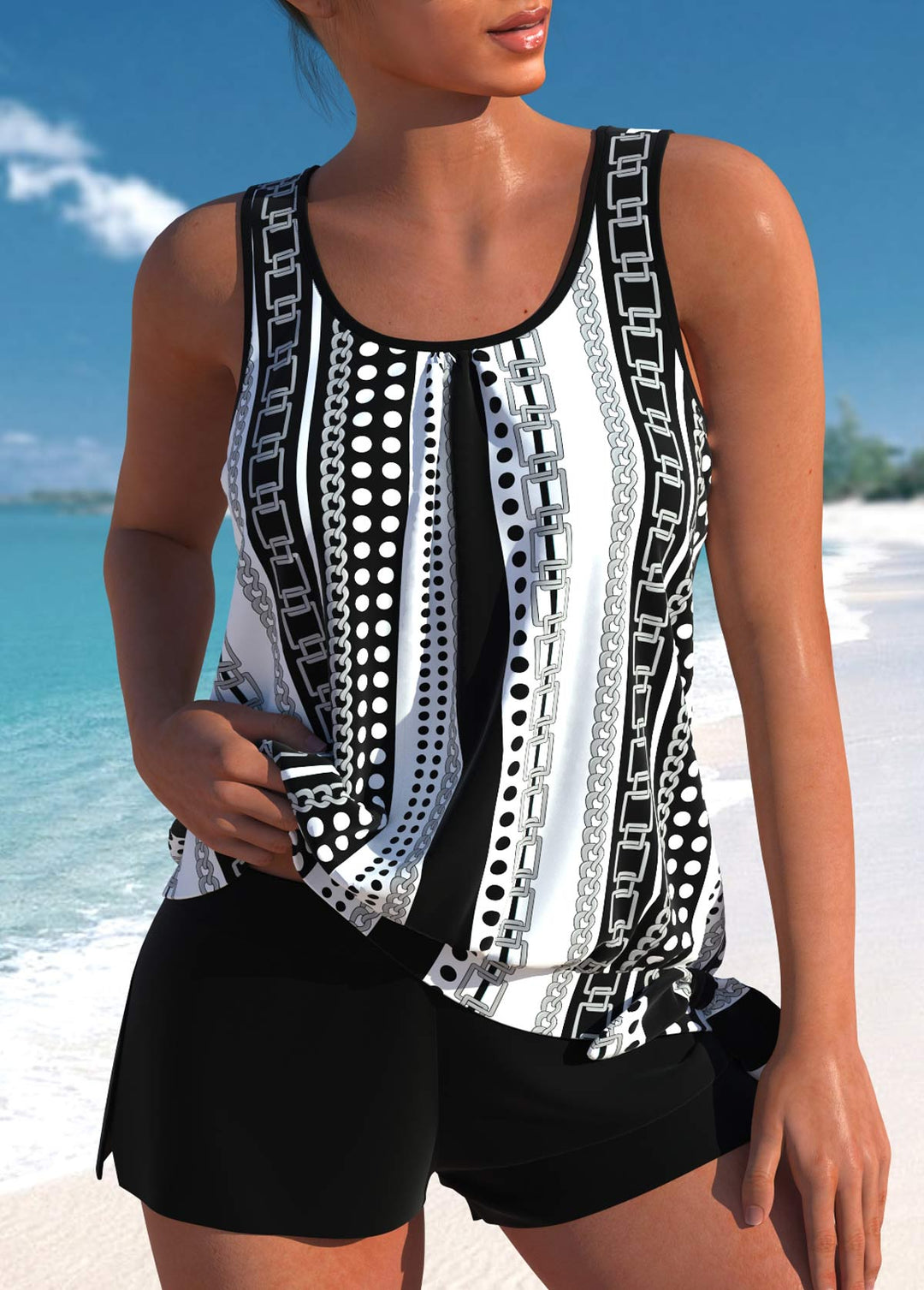 Women’s Relaxed Fit Leaf Print Two-Piece Swim Set