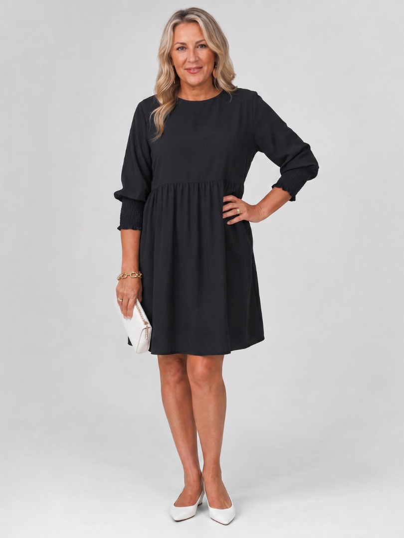 Women’s Long Sleeve Smocked Cuffs Mini Dress