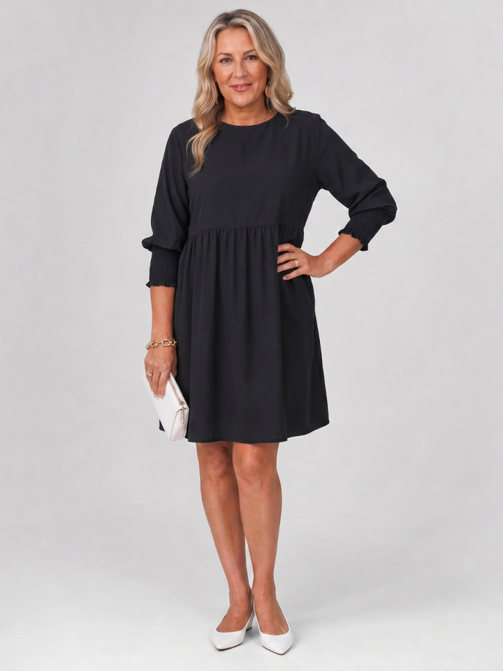 Women’s Long Sleeve Smocked Cuffs Mini Dress