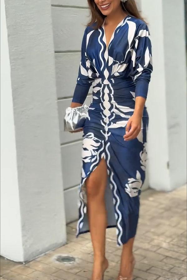 Women’s Printed Dolman Sleeve Midi Dress