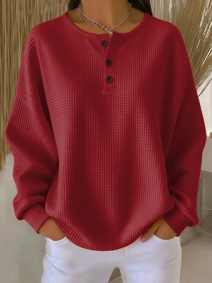 Men’s Waffle Knit Long Sleeve Henley Shirt