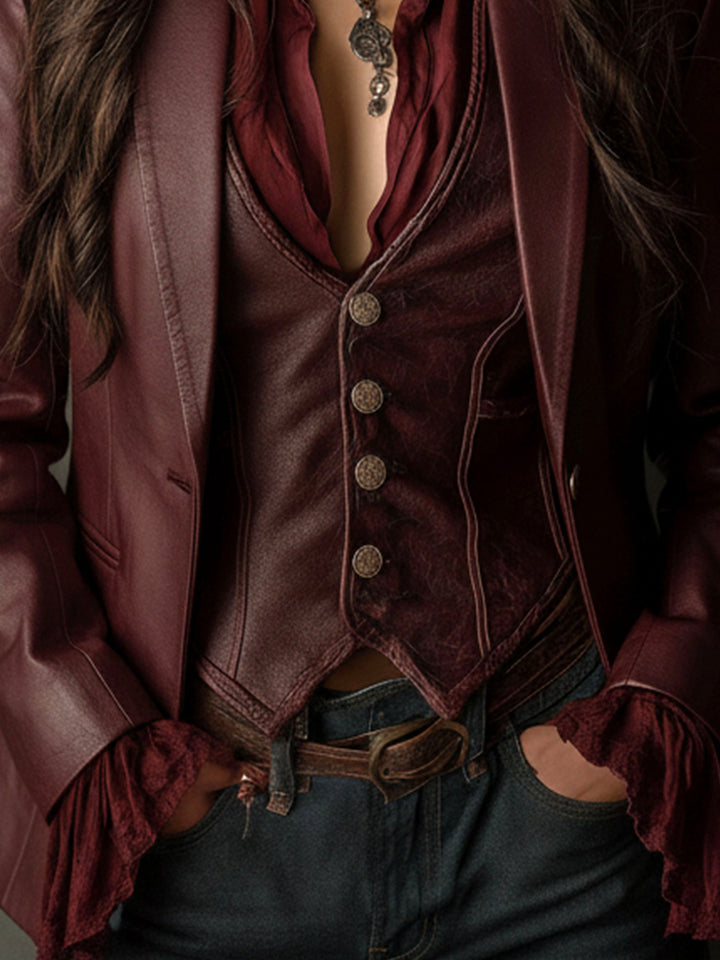 Women’s Vintage Burgundy Blazer