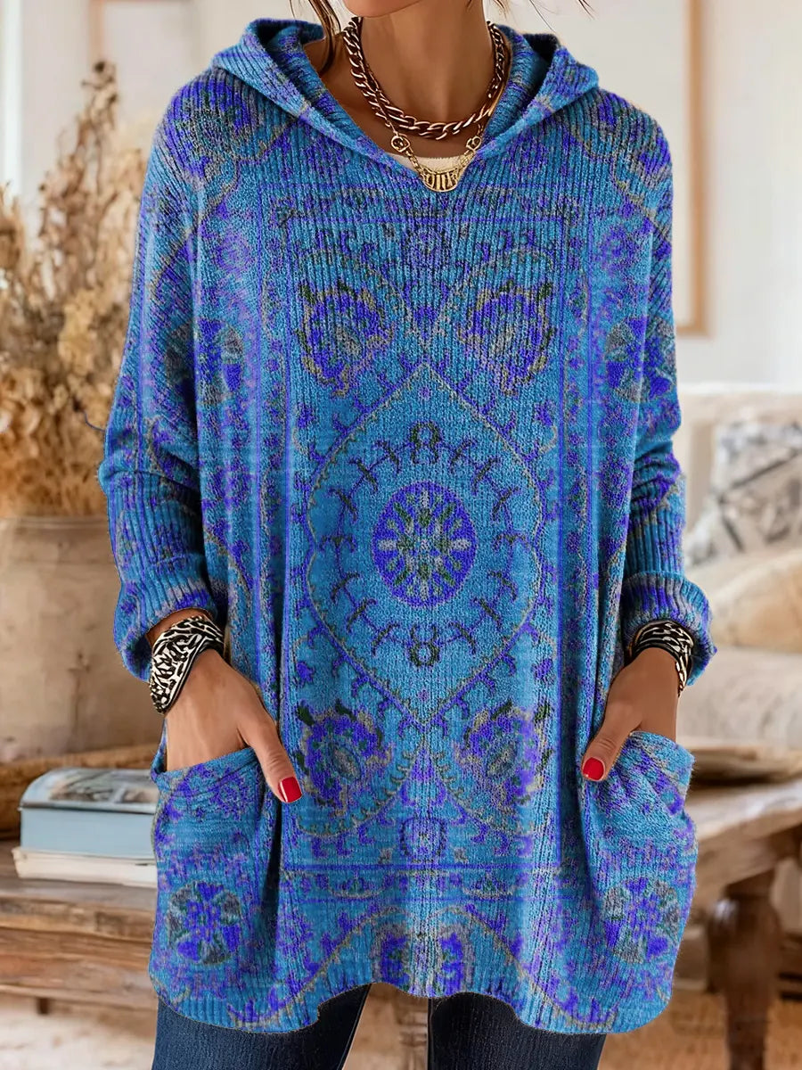 Women’s Boho Tribal Print Hooded Tunic