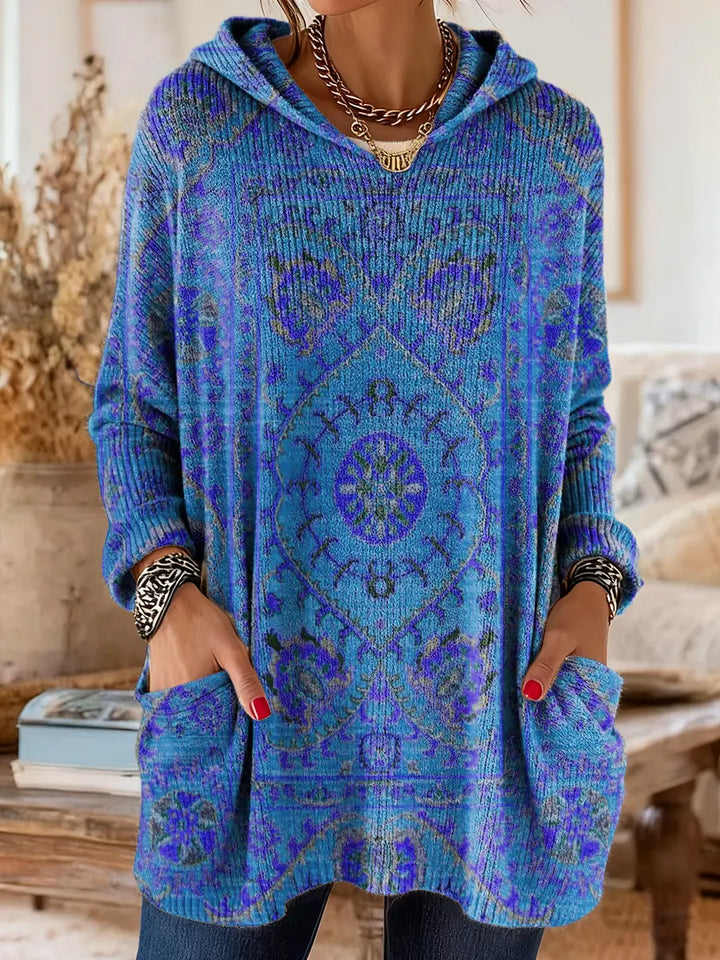 Women’s Boho Tribal Print Hooded Tunic
