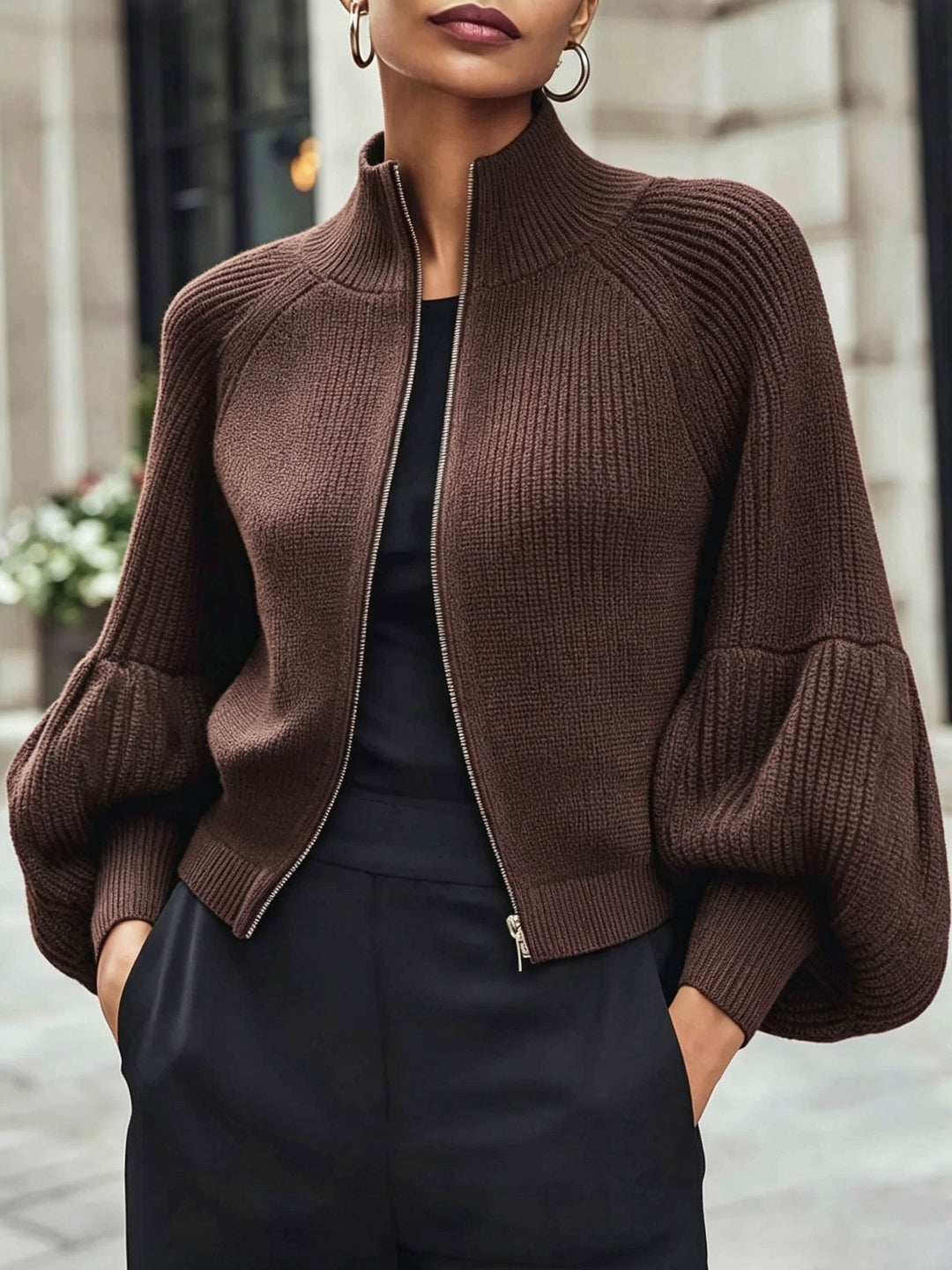 Women’s Slim Fit Zip-Up Cardigan