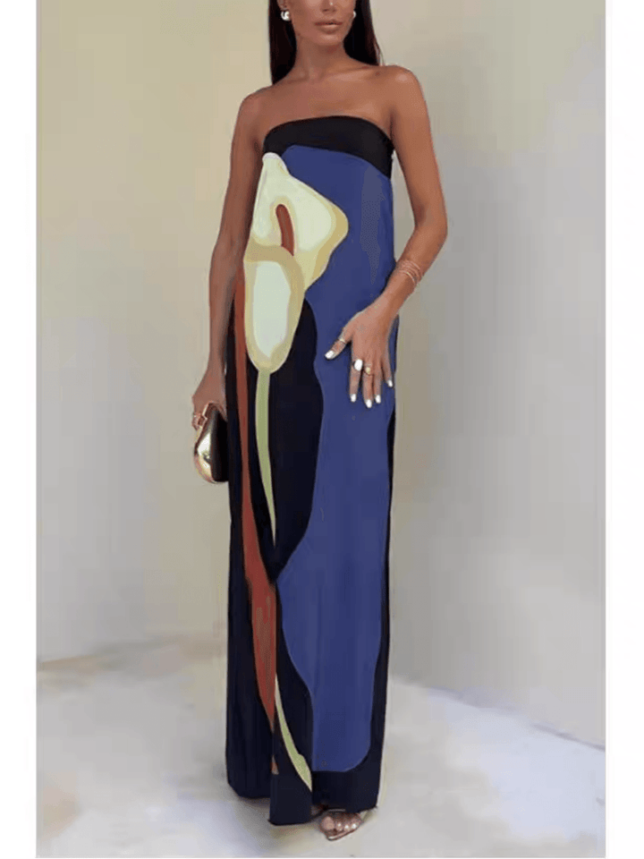 Women’s Strapless Printed Maxi Dress