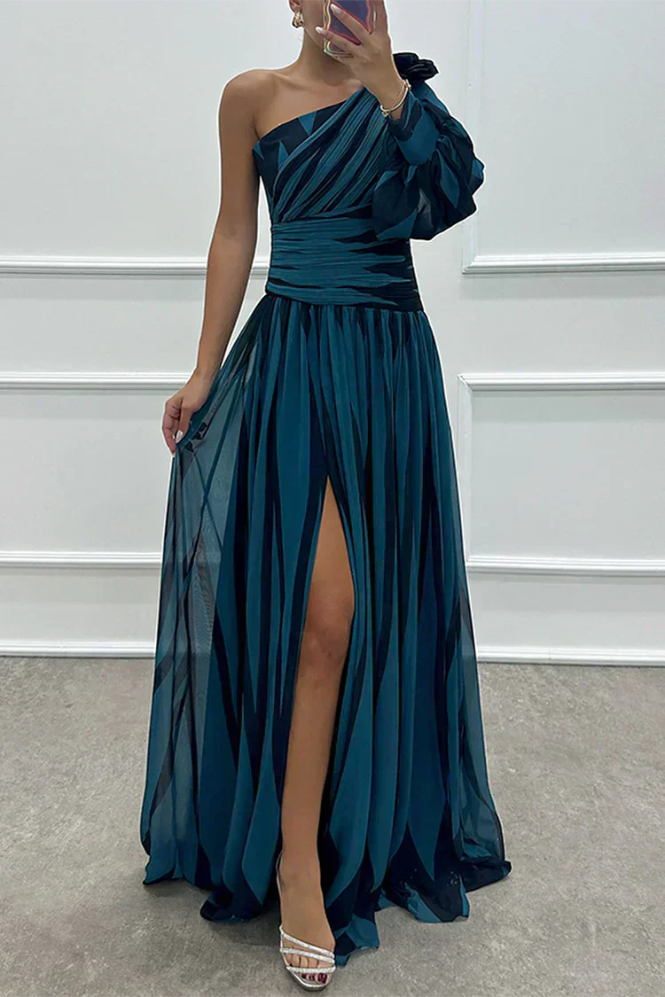 Women’s One-Shoulder Striped Maxi Dress