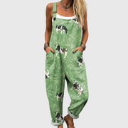 Women’s Green Cow Print Jumpsuit