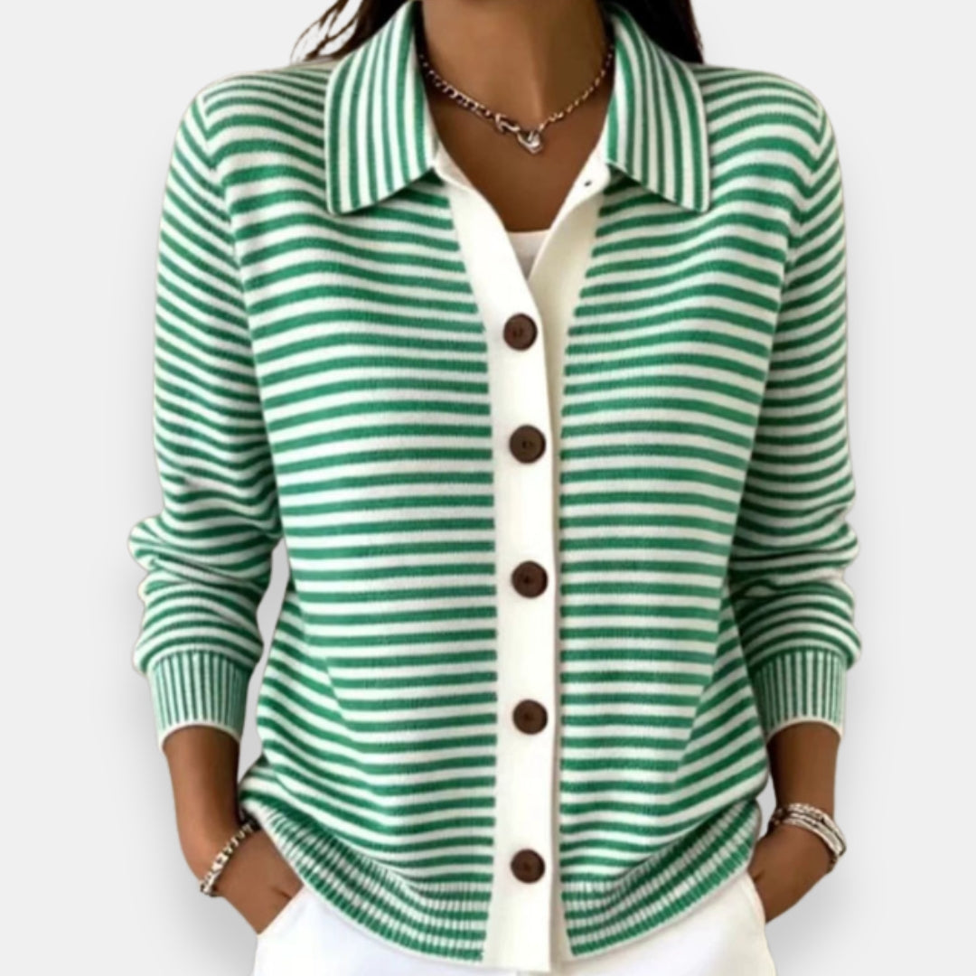 Women’s Striped Button-Front Cardigan