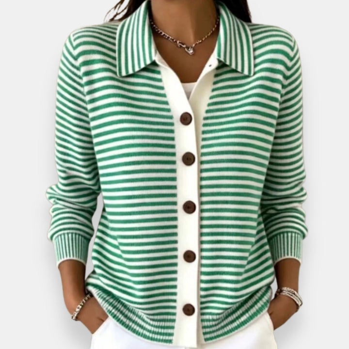 Women’s Striped Button-Front Cardigan