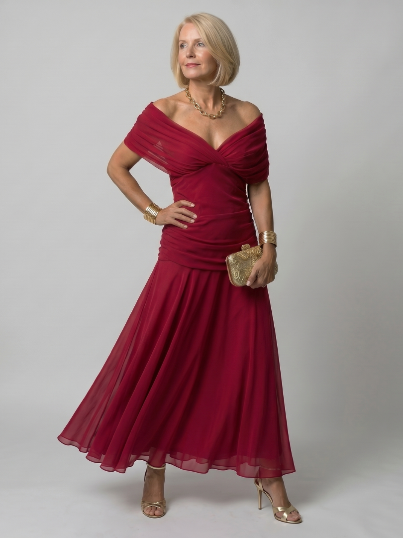 Women’s Off-Shoulder Midi Cocktail Dress