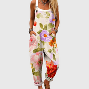 Women’s Watercolor Floral Relaxed Fit Overalls