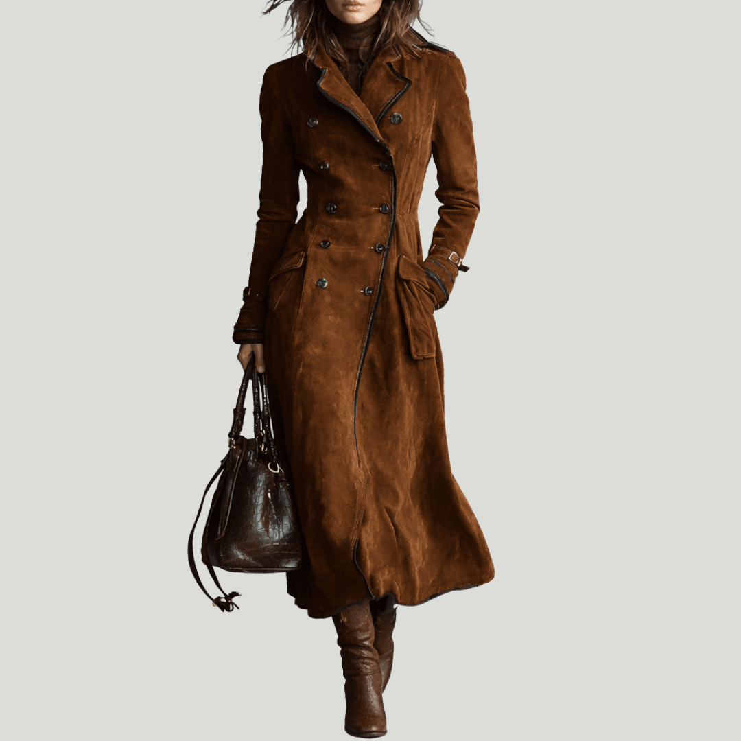 Women’s Long Double Breasted Belted Trench Coat