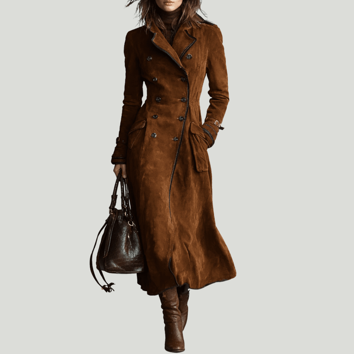 Women’s Long Double Breasted Belted Trench Coat