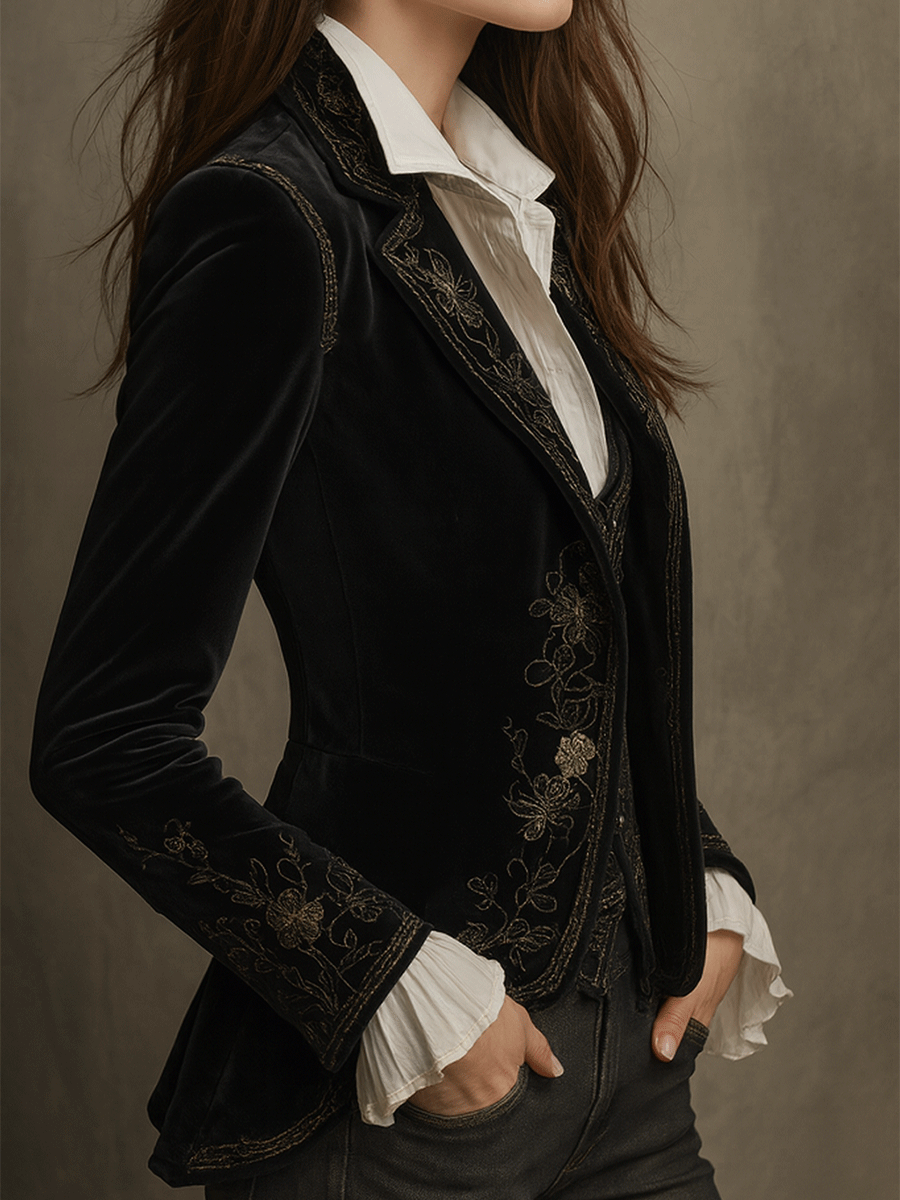 Women’s Black Embroidered Tailored Blazer