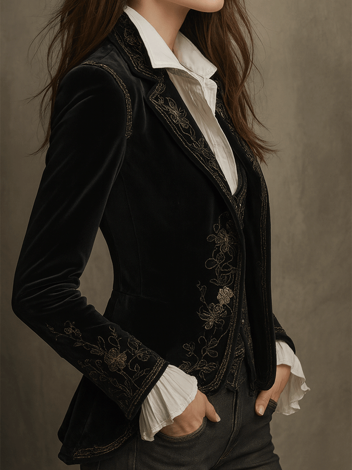 Women’s Black Embroidered Tailored Blazer