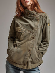 Women’s Retro Stand Collar Utility Jacket