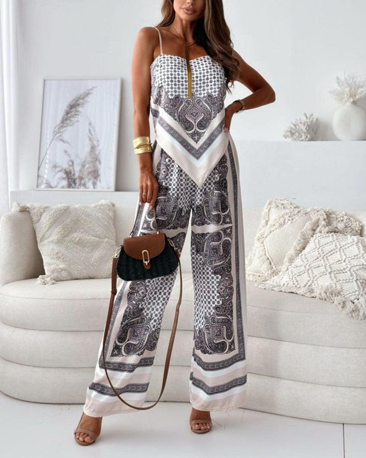 Women’s Lace-Up Two-Piece Vest And Pants Set