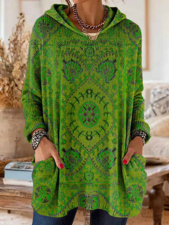 Women’s Boho Tribal Print Hooded Tunic