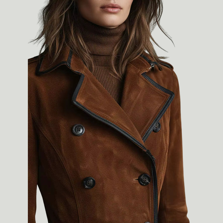Women’s Long Double Breasted Belted Trench Coat