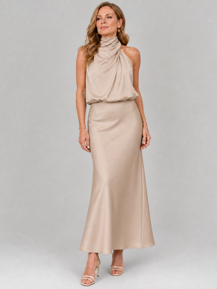 Women’s Draped Neck Midi Dress