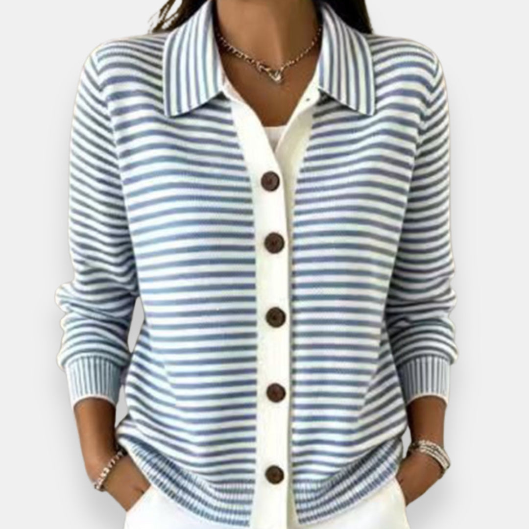 Women’s Striped Button-Front Cardigan