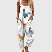 Women’s Chicken Print Casual Jumpsuit