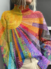 Women’s Colorful Sun Print Turtleneck Top