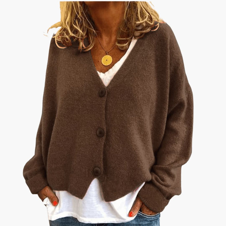 Women’s V Neck Button Front Knit Cardigan