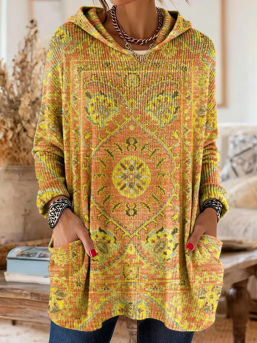 Women’s Boho Tribal Print Hooded Tunic