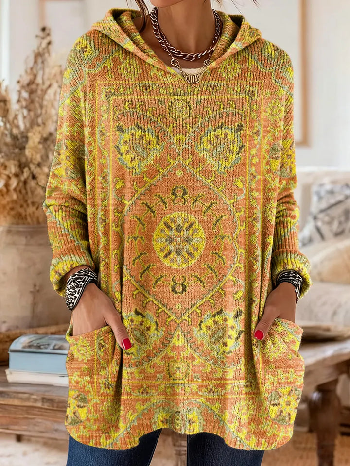 Women’s Boho Tribal Print Hooded Tunic