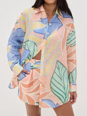 Women’s Tropical Leaf Print Two-Piece Shorts Set