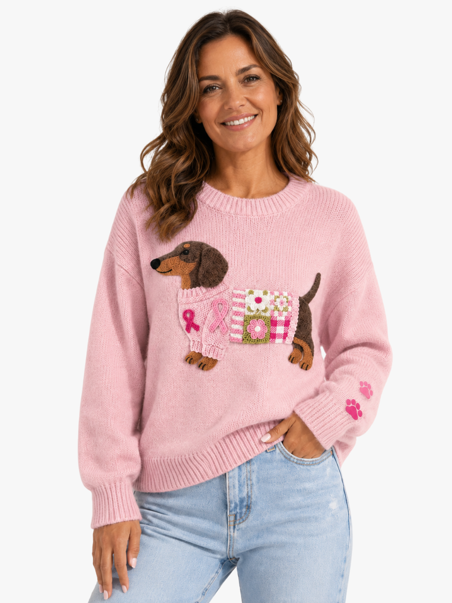 Women’s Dachshund Print Knit Sweater