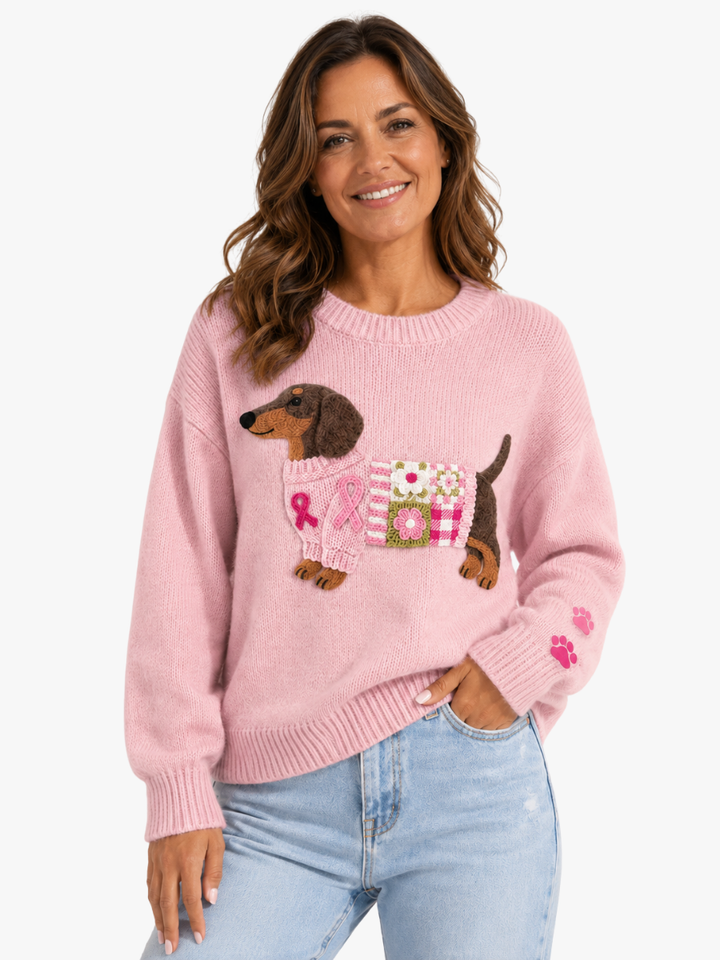 Women’s Dachshund Print Knit Sweater