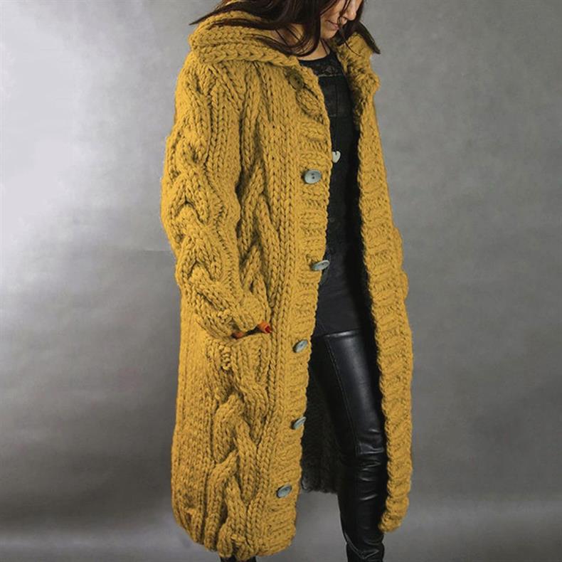 Women’s Elegant Cable Knit Longline Coat