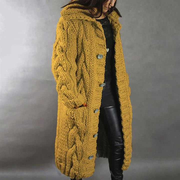 Women’s Elegant Cable Knit Longline Coat