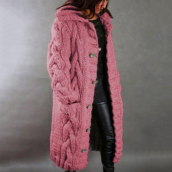 Women’s Elegant Cable Knit Longline Coat