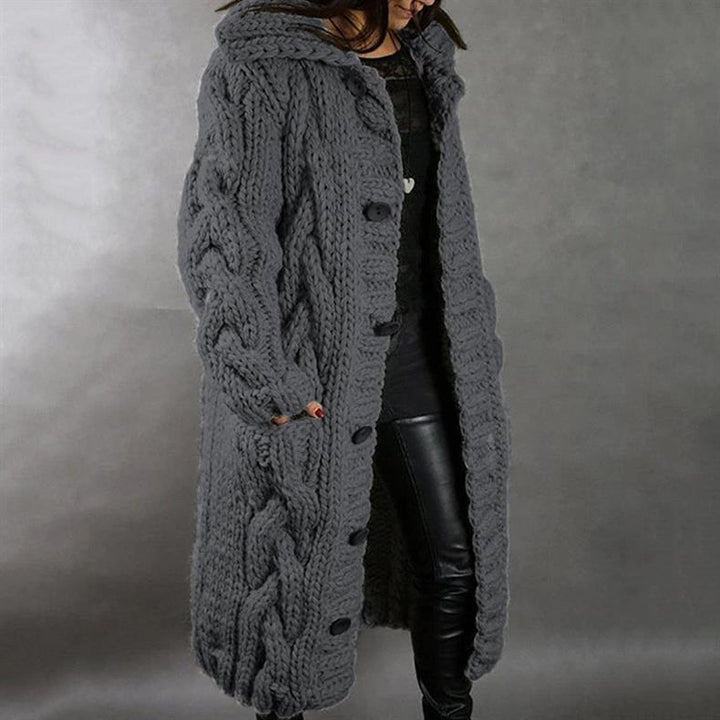 Women’s Elegant Cable Knit Longline Coat