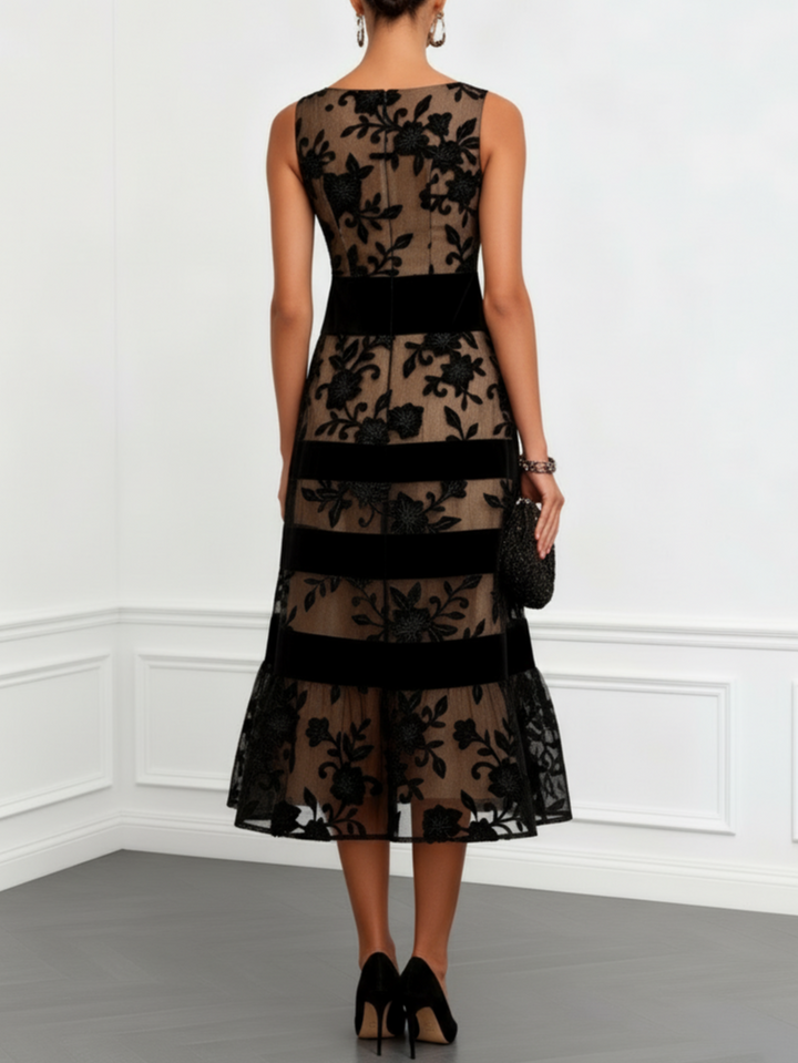 Women’s Sleeveless Floral A-Line Midi Dress