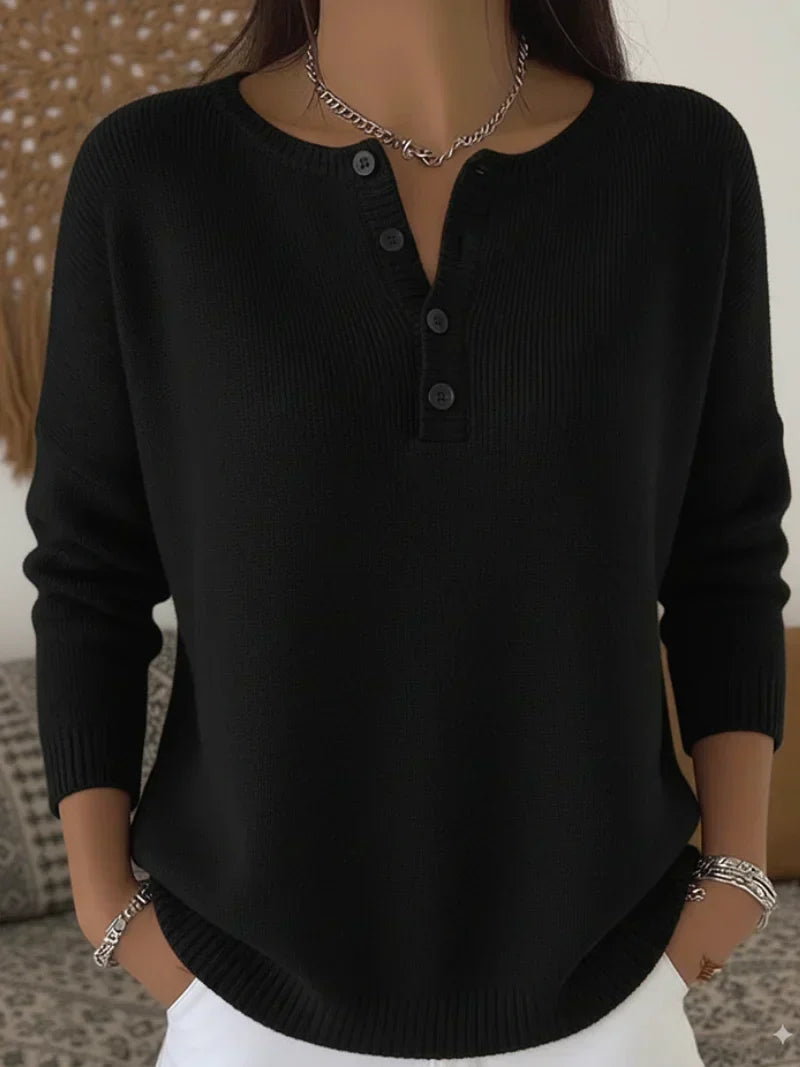 Women’s Henley Button Up Knit Sweater