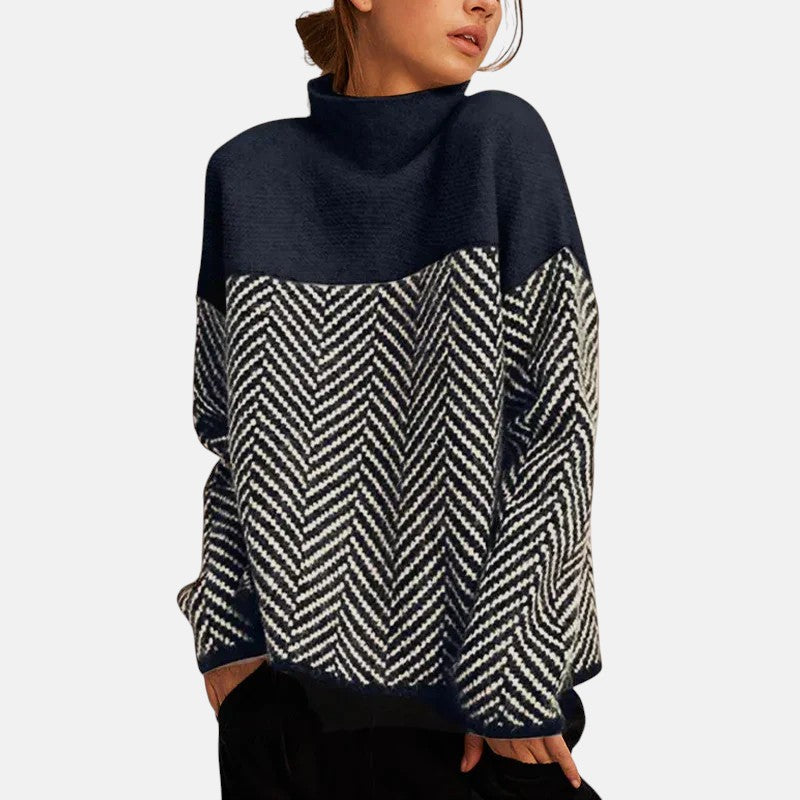 Women’s Structured Two-Tone Knit Sweater